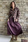 Paloma Bubble Hem Midi Skirt Damson